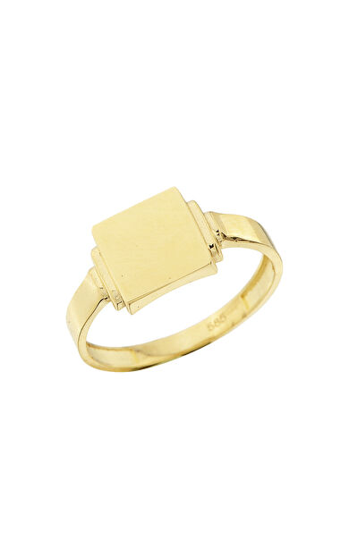 Kolyecik 14 Ayar Altın Kare Kişiselleştirilebilir Yüzük