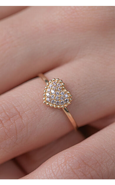 Kolyecik 14 Ayar Altın Kalp Yüzük