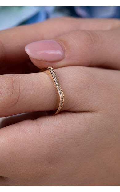 Kolyecik 14 Ayar Altın Çizgi Yüzük