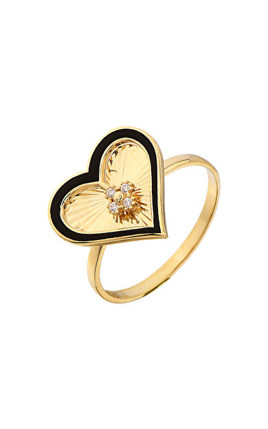 Kolyecik 14 Ayar Altın Mineli Kalp Yüzük