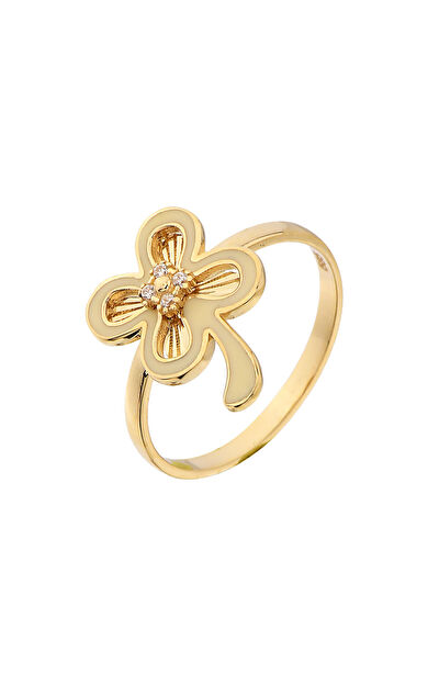 Kolyecik 14 Ayar Altın Mineli Yonca Yüzük