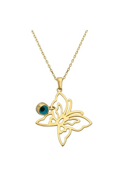Kolyecik 14 Ayar Altın Nazarlı Kelebek Kolye