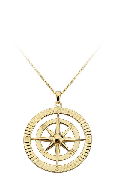 Kolyecik 14 Ayar Altın Pusula Kolye