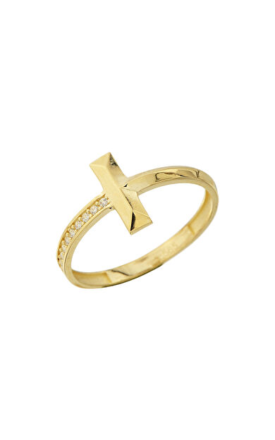 Kolyecik 14 Ayar Altın Yarım Sıra Taşlı Yüzük