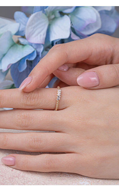 Kolyecik 14 Ayar Altın Baget 5 Taşlı Yüzük