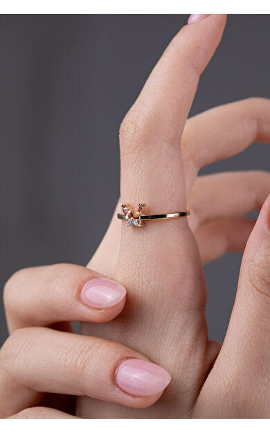 Kolyecik 14 Ayar Altın Taş Kelebek Yüzük