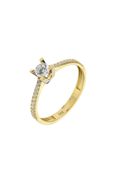 Kolyecik 14 Ayar Altın Tektaş Yüzük