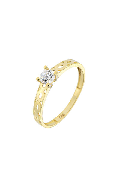 Kolyecik 14 Ayar Altın Tektaş Yüzük