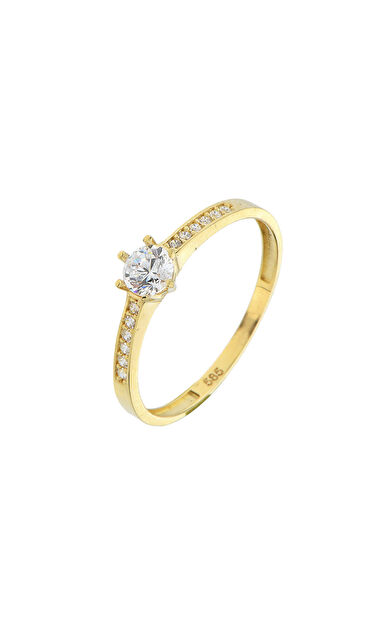 Kolyecik 14 Ayar Altın Tektaş Yüzük