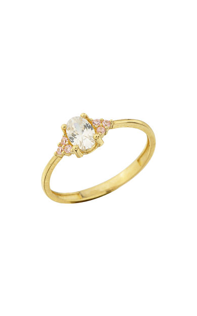 Kolyecik 14 Ayar Altın Oval Taş Yüzük