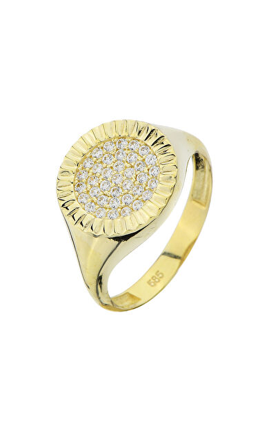 Kolyecik 14 Ayar Altın Taşlı Yuvarlak Yüzük