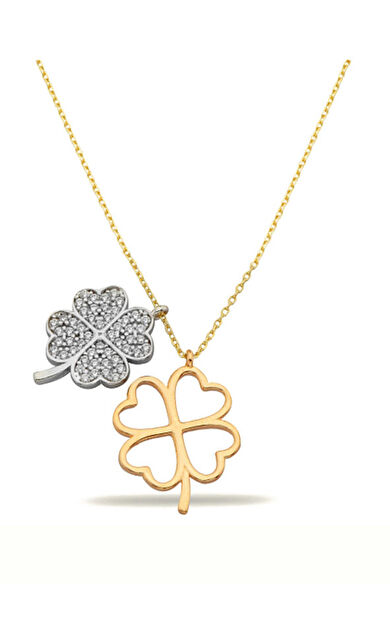 Kolyecik 14 Ayar Altın İkili Yonca Kolye