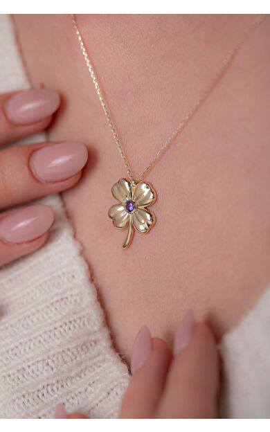 Kolyecik 14 Ayar Altın Yonca Kolye