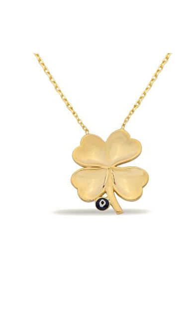 Kolyecik 14 Ayar Altın Nazarlı Yonca Kolye