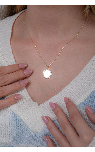 Kolyecik 14 Ayar Altın Yuvarlak Plaka Kolye