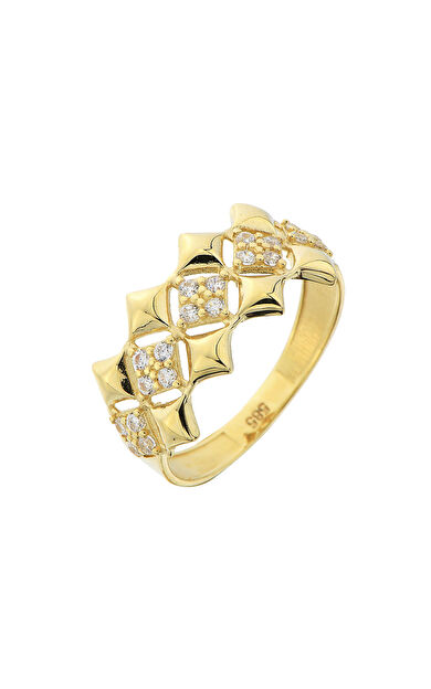 Kolyecik 14 Ayar Altın Baklava Dilimi Yüzük