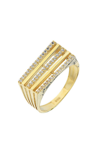 Kolyecik 14 Ayar Altın Asimetrik Tasarım Yüzük