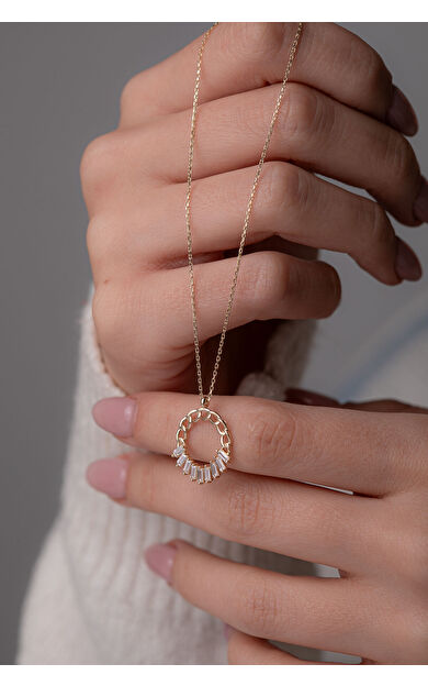 Kolyecik 14 Ayar Altın Zincirli Baget Kolye