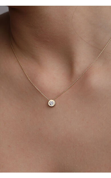 Kolyecik 14 Ayar Altın Aspirin Tektaş Kolye