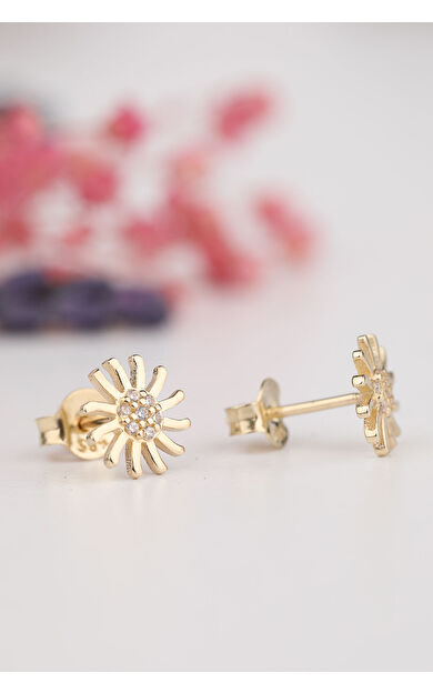 Kolyecik 14 Ayar Altın Güneş Küpe