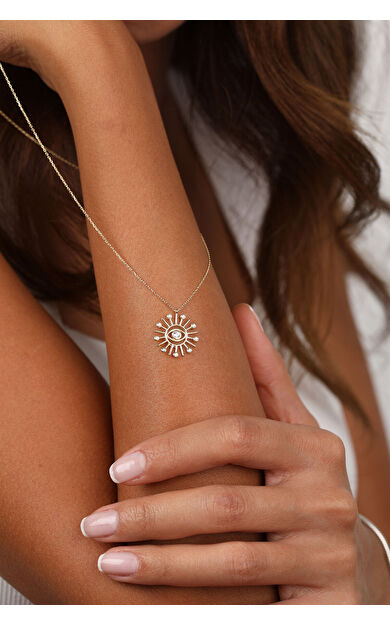 Kolyecik 14 Ayar Altın Güneş Ve Göz Kolye