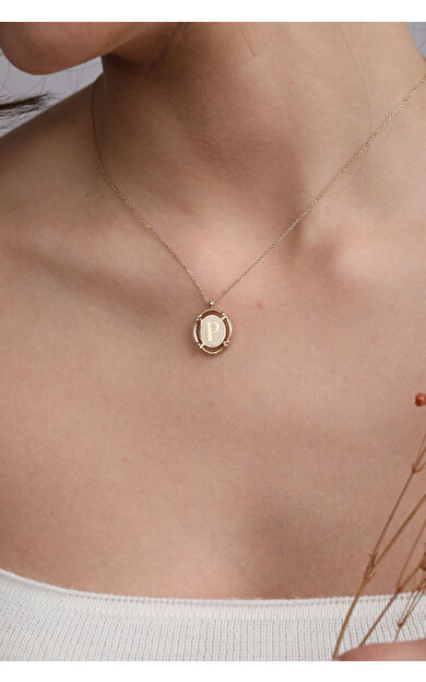 Kolyecik 14 Ayar Altın Mineli Harf Kolye