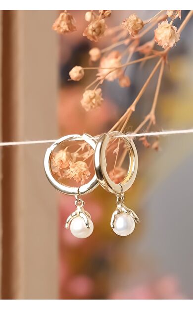 Kolyecik 14 Ayar Altın İnci Küpe