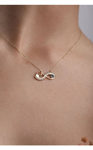 Kolyecik 14 Ayar Altın Kalp Sonusuzluk Kolye