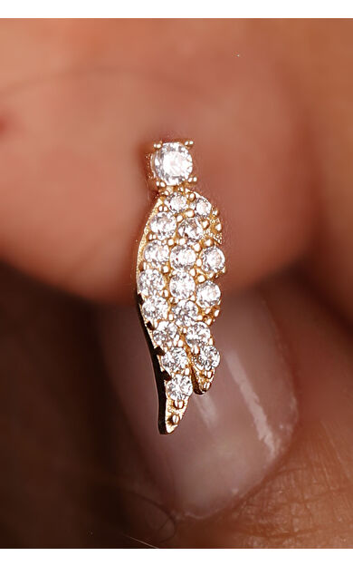 Kolyecik 14 Ayar Altın Kanat Taş Küpe