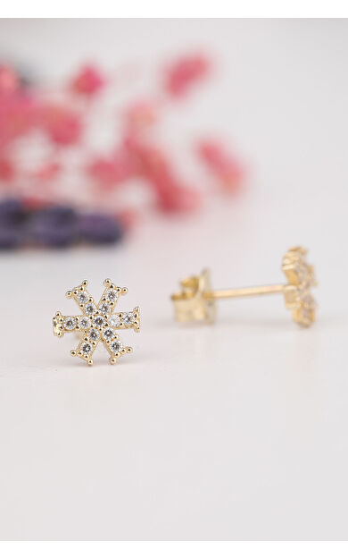 Kolyecik 14 Ayar Altın Kartanesi Küpe