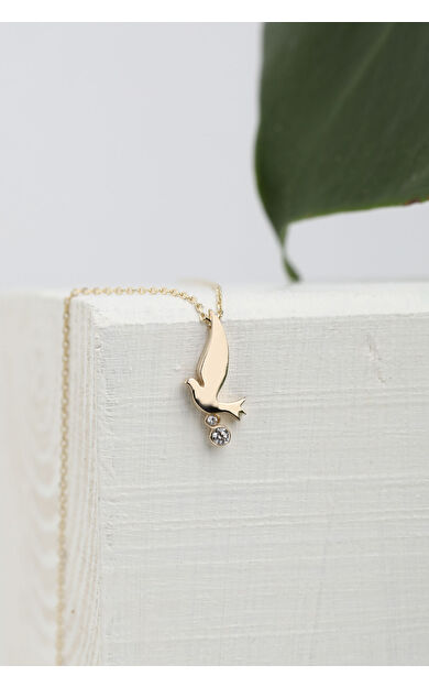 Kolyecik 14 Ayar Altın Kuş Kolye