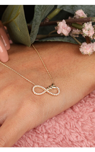 Kolyecik 14 Ayar Altın Minimal Kalpli Sonsuzluk Kolye