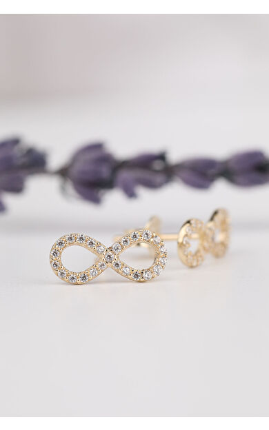 Kolyecik 14 Ayar Altın Minimal Sonsuzluk Küpe