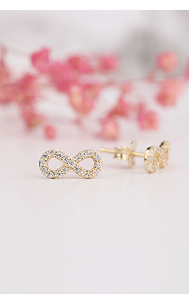 Kolyecik 14 Ayar Altın Sonsuzluk Küpe