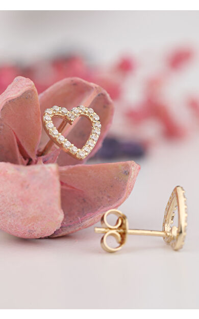 Kolyecik 14 Ayar Altın Taşlı Kal Küpe