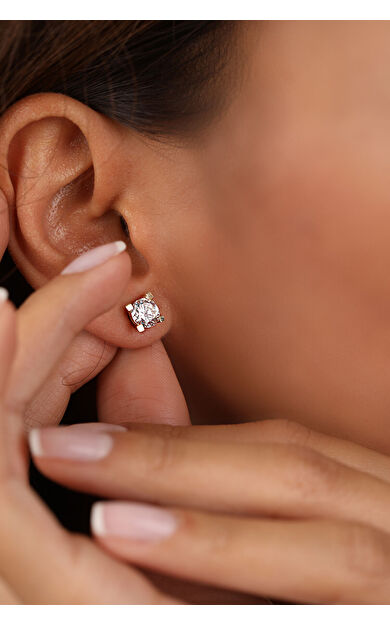 Kolyecik 14 Ayar Altın Tektaş Küpe