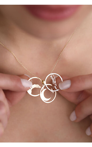 Kolyecik 14 Ayar Altın Üçlü Kombin İle Atatürk Kolye