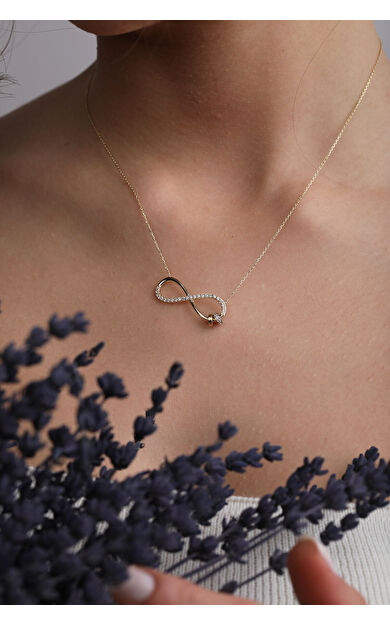 Kolyecik 14 Ayar Altın Yarı Taşlı Sonsuzluk Kolye