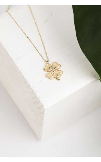 Kolyecik 14 Ayar Altın Yonca Kolye