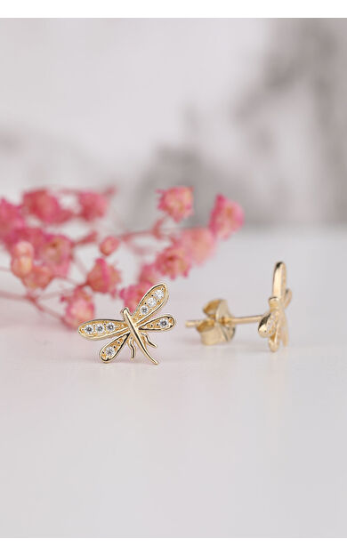 Kolyecik 14 Ayar Altın Yusufcuk Küpe