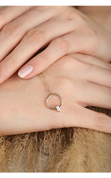 Kolyecik 14 Ayar Altın Yuvarlak Taş Kolye