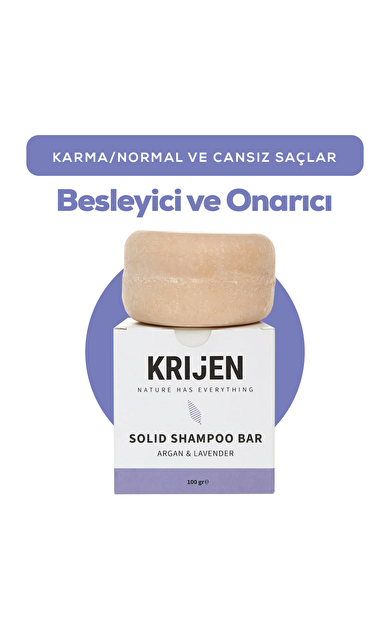Argan & Lavanta Katı Şampuan 100 Gr | Bitkisel Keratin + E Vitamini