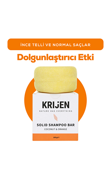 Hindistan Cevizi & Portakal Kabuğu Katı Şampuan 100 Gr | E Vitamini + Doğal Yağlar