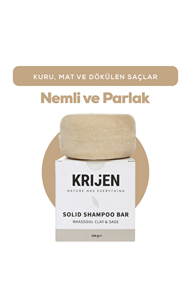 Rhassoul Kili & Adaçayı Katı Şampuan 100 Gr | Bitkisel Keratin + Panthenol