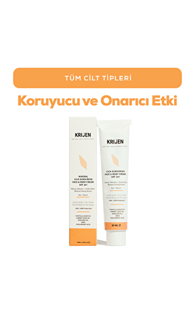 30+ SPF Güneş Koruyucu CICA Yüz ve Vücut Kremi | Çinko Minerali + Aloe Vera + Doğal Yağlar