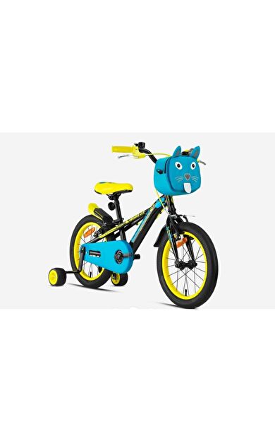 Kron BOBCAT 16 Jant Vitessiz V-Fren Çantalı Çocuk Bisikleti Siyah Mavi Sarı