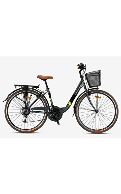 Kron Tetra 3.0 - 28" City Bike - 15' - 21 Vites - V.b. - Mat Füme-siyah/neon Sarı