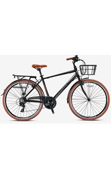 Kron CX 100 28" Jant Şehir Bisikleti Man 18 Kadro 21 Vites V-Fren Mat Siyah Gri Kahverengi