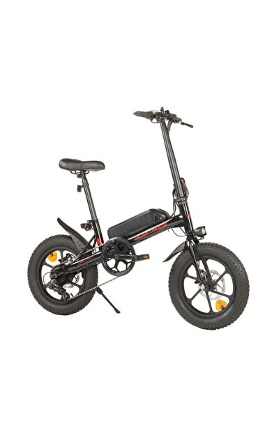 Kron Elektrone Mini Volt 16 Jant Mekanik Disk Fren Elektrikli Bisiklet 36V 250 Watt Siyah Kırmızı