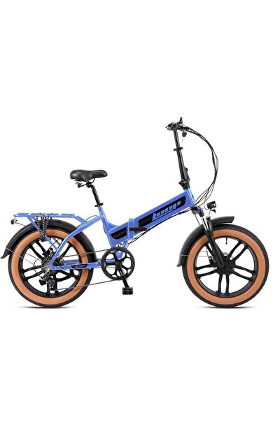 Kron Loop Discovery 20" Jant Fat Bike 7 Vites Hidrolik Fren Elektrikli Katlanır Bisiklet Mavi Füme